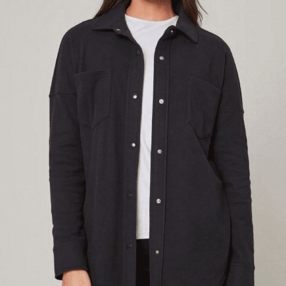 Oversized Faux Suede Snap-Button Shacket Shirt Jacket NEW! - Picture 2 of 10